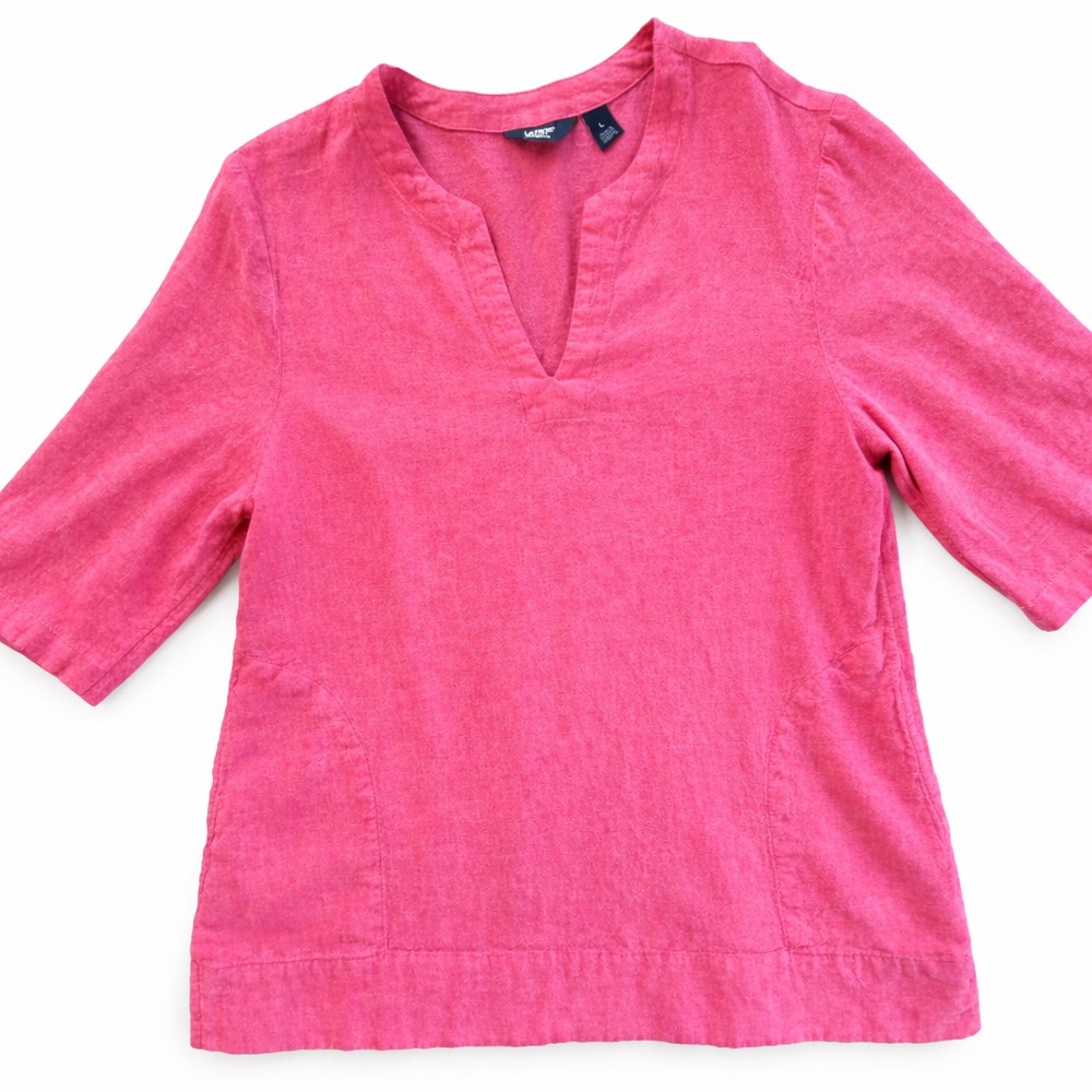 Lands' End Linen Tunic Top pink size L - Picture 5 of 8